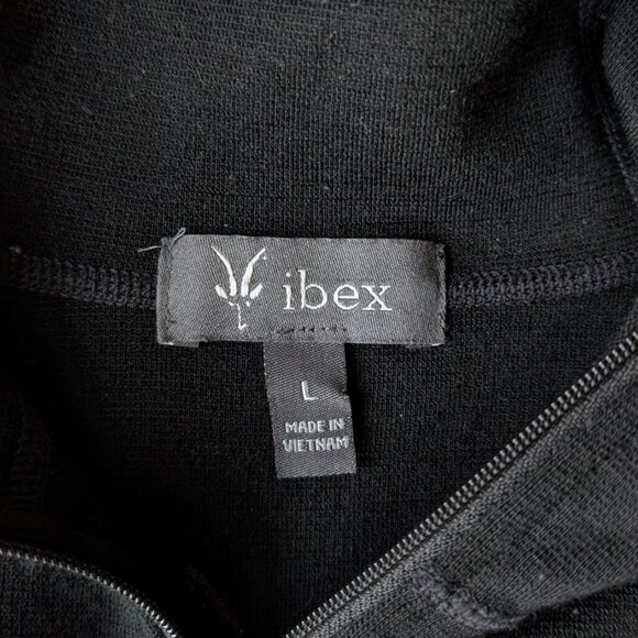 Ibex Black Merino Wool Knit 1/4 Zip Sweater large - Picture 4 of 7